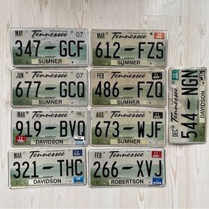 9 - 2007-2013  Tennessee green hills license plates volunteer state 321 THC